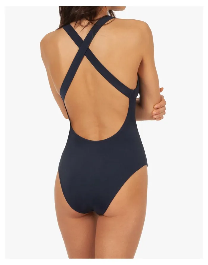 Women LIVELY The Cross Back One Piece Navy Madewell Swim Women LIVELY The Cross Back One Piece Navy Madewell Swim