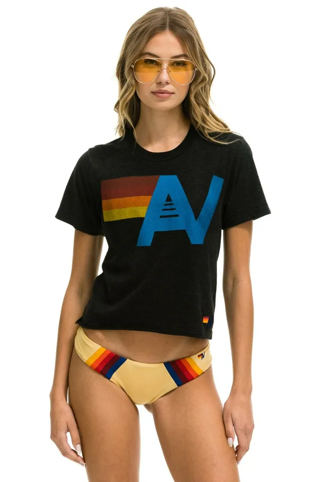 Women LOGO BOYFRIEND TEE 8211 BLACK Aviator Nation UnisexTees