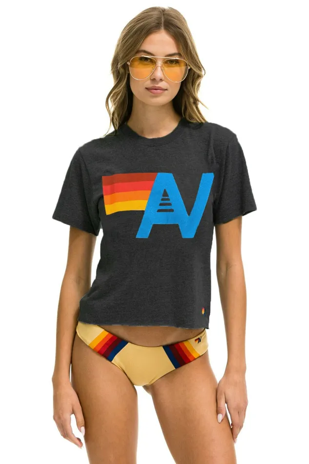 Women LOGO BOYFRIEND TEE 8211 CHARCOAL Aviator Nation UnisexTees