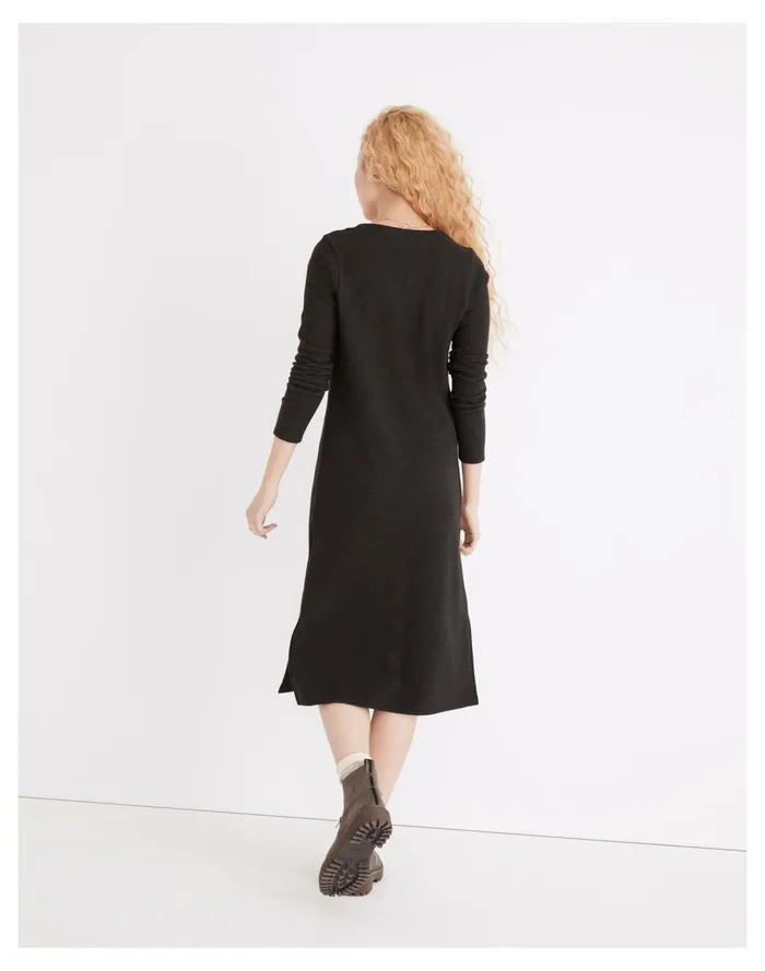 Women Long Sleeve Henley Midi Dress Hthr Charcoal Madewell Dresses Women Long Sleeve Henley Midi Dress Hthr Charcoal Madewell Dresses