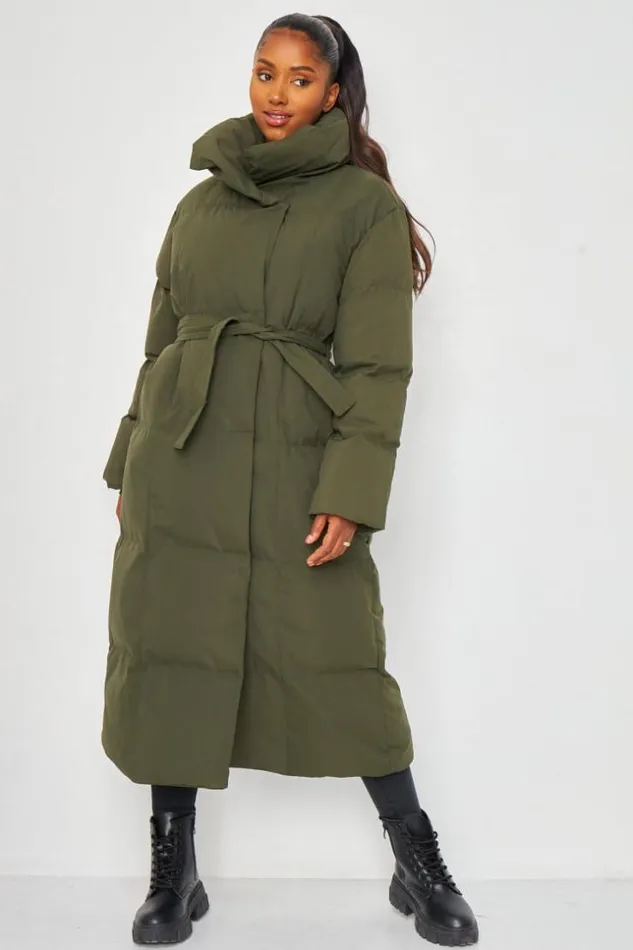 Women Long Sleeve Padded Jacket In Khaki Khaki Brentiny Paris Parkas And Down Jackets
