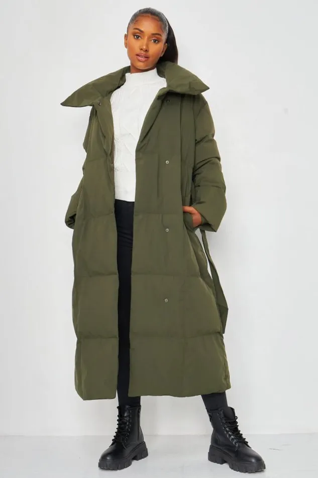 Women Long Sleeve Padded Jacket In Khaki Khaki Brentiny Paris Parkas And Down Jackets