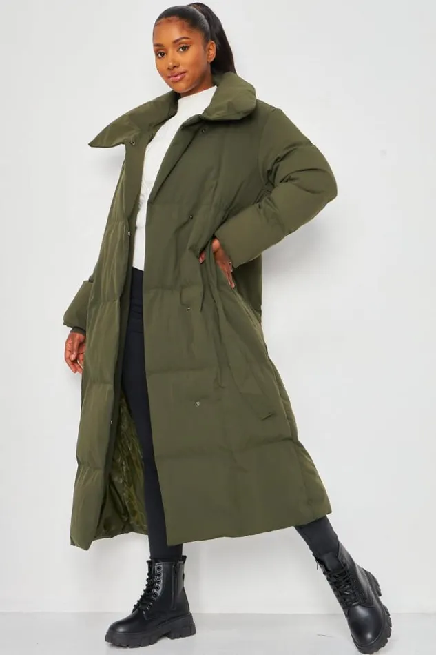 Women Long Sleeve Padded Jacket In Khaki Khaki Brentiny Paris Parkas And Down Jackets
