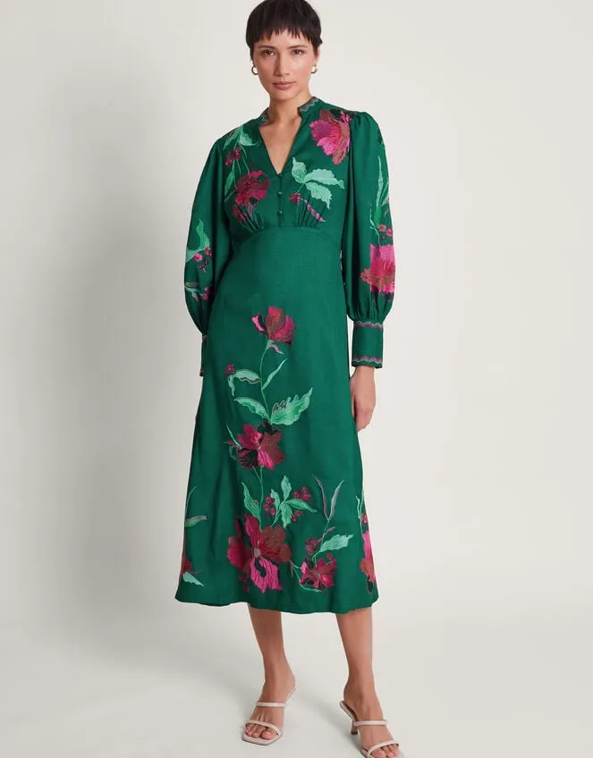 Women Lyra Embroidered Midi Dress Green Monsoon Occasionwear