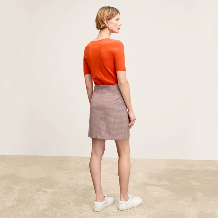 Women M M LaFleur The Whitney Skirt 8211 Stretch Twill 8211 Mini Check Mini Check Orange Brown Navy Skirts Women M M LaFleur The Whitney Skirt 8211 Stretch Twill 8211 Mini Check Mini Check Orange Brown Navy Skirts