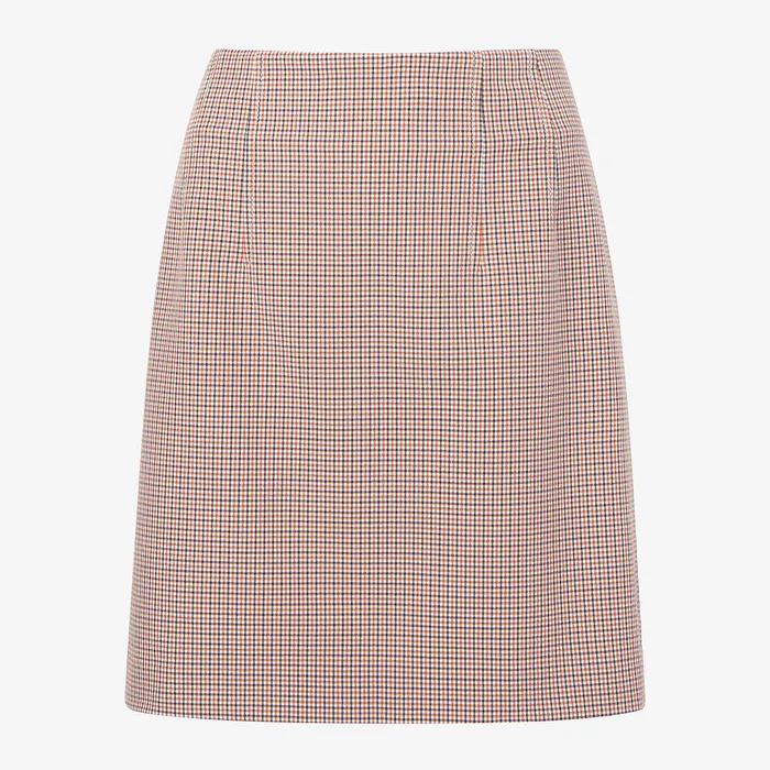 Women M M LaFleur The Whitney Skirt 8211 Stretch Twill 8211 Mini Check Mini Check Orange Brown Navy Skirts