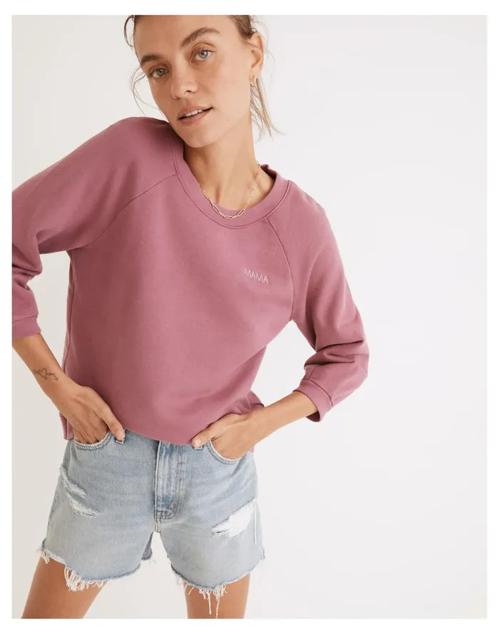 Women Mama Resourced Cotton Cloudberry Sweatshirt Mama Emb Madewell Tees