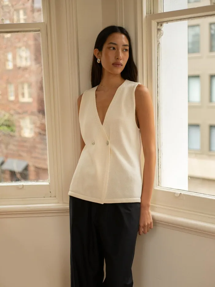 Women Marle 8211 Kaia Vest In Buttercream The UNDONE Tops