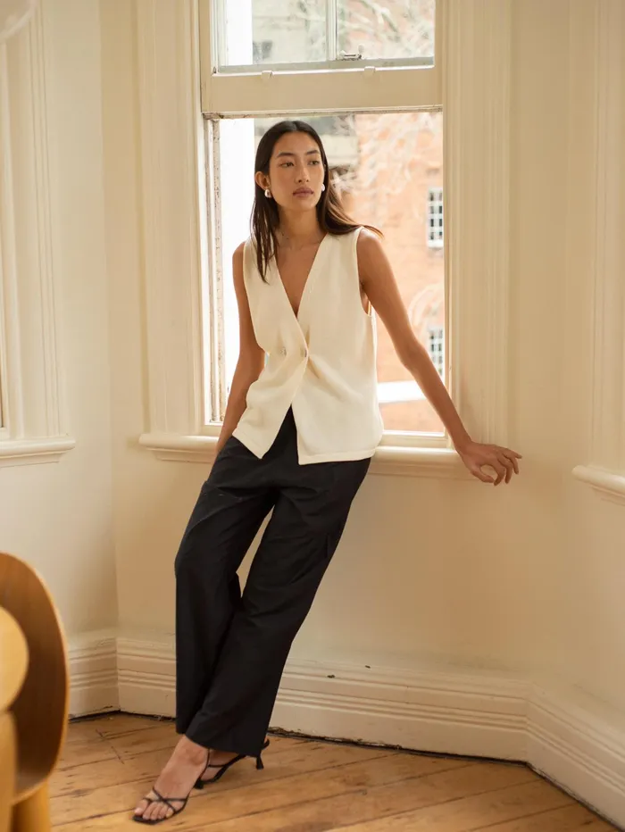 Women Marle 8211 Kaia Vest In Buttercream The UNDONE Tops
