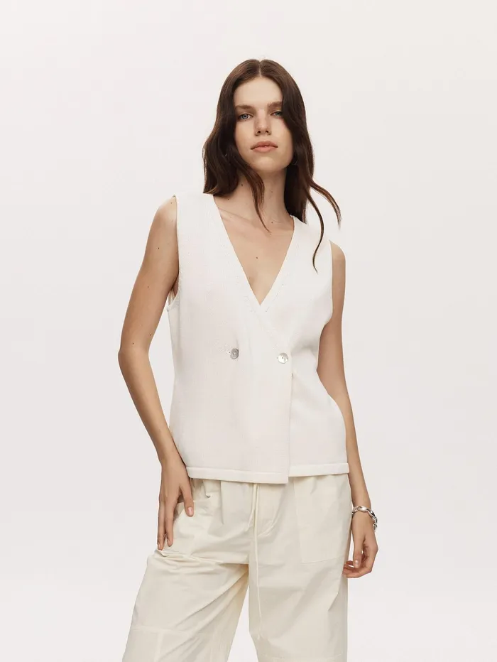 Women Marle 8211 Kaia Vest In Buttercream The UNDONE Tops