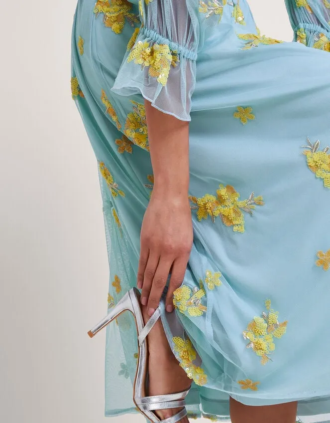 Women Martha Embellished Tea Dress Blue Monsoon Dresses