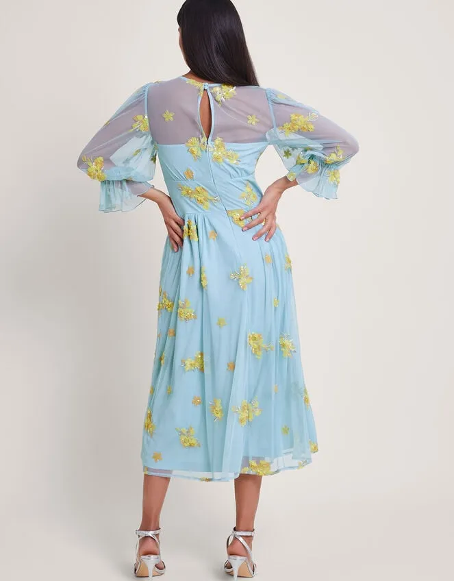 Women Martha Embellished Tea Dress Blue Monsoon Dresses