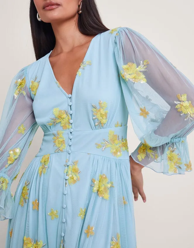 Women Martha Embellished Tea Dress Blue Monsoon Dresses