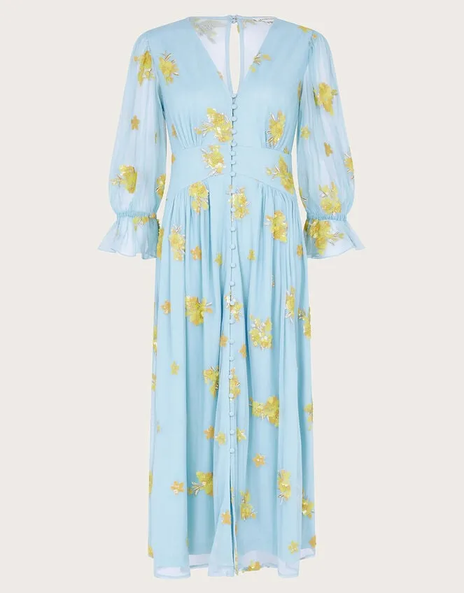 Women Martha Embellished Tea Dress Blue Monsoon Dresses