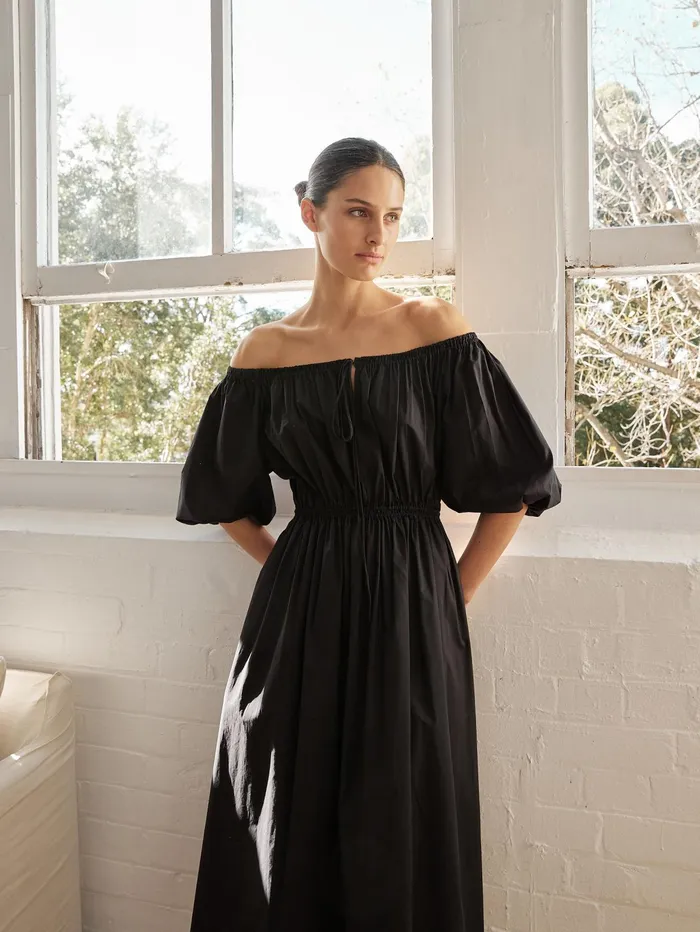 Women Matteau 8211 Off The Shoulder Midi Dress In Black The UNDONE Dresses