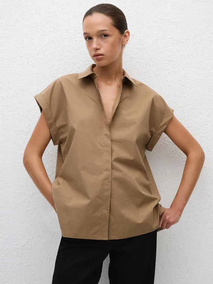 Women Matteau 8211 Relaxed Sleeveless Shirt In Stone The UNDONE Tops