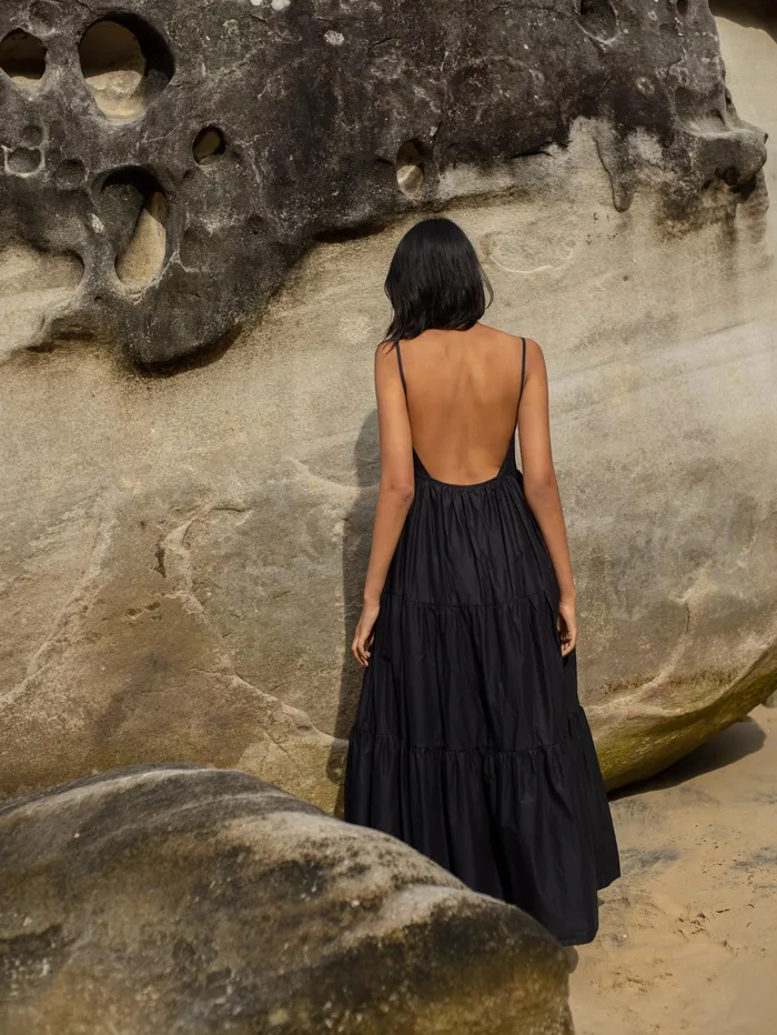 Women Matteau 8211 Tiered Low Back Sundress In Black The UNDONE Dresses