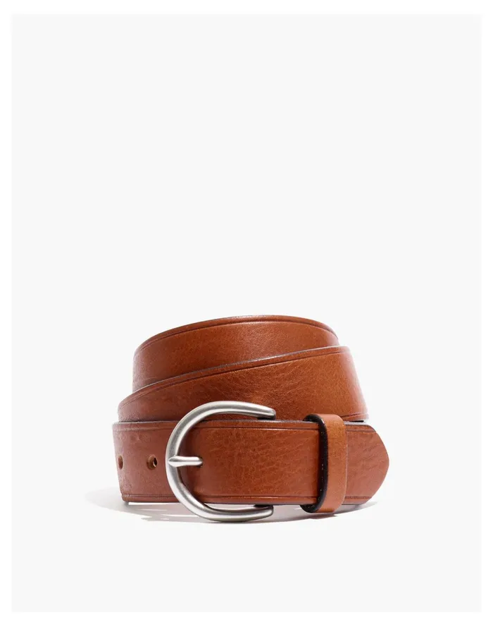 Women Medium Perfect Leather Belt Pecan With Silver Madewell Belts