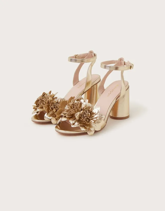 Women Metallic Corsage Heels Gold Monsoon Sandals