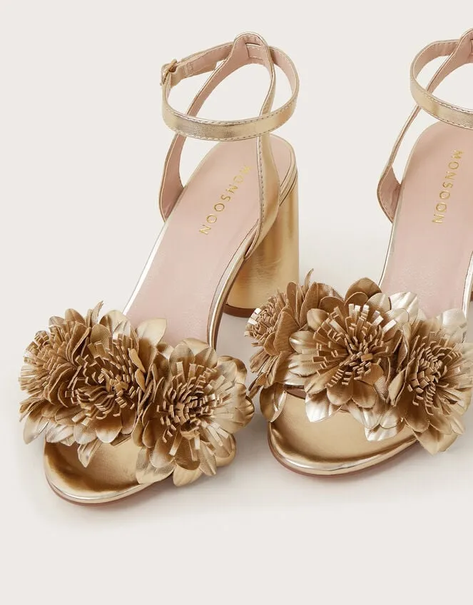 Women Metallic Corsage Heels Gold Monsoon Sandals