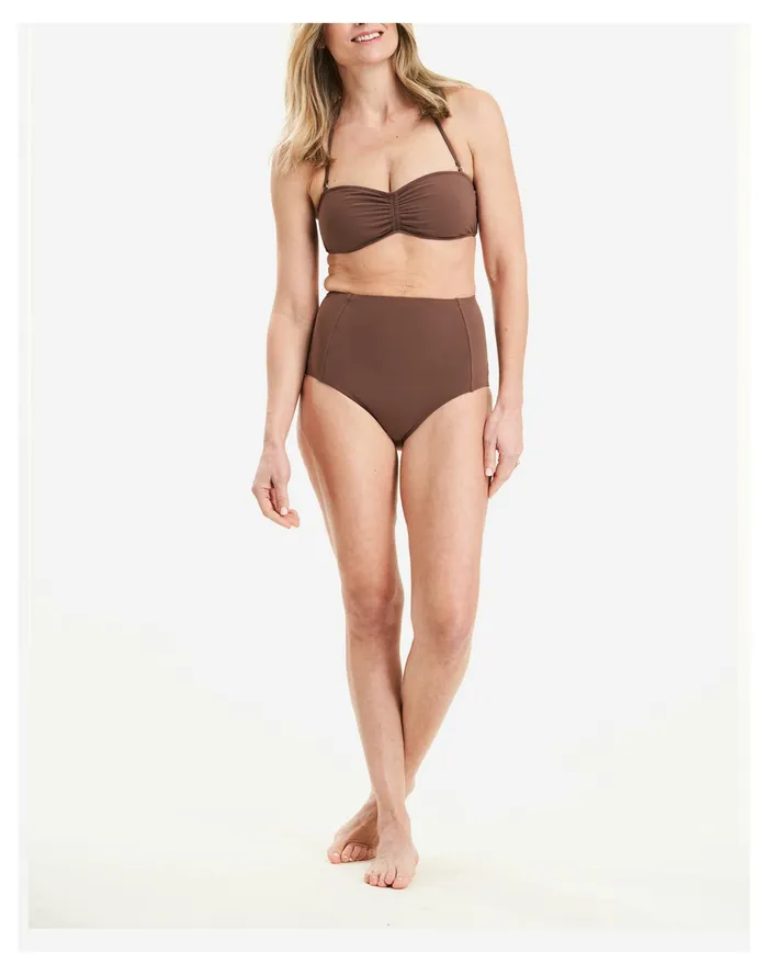 Women MOLOCO Coco High Waist Bikini Bottom With Power Mesh Brown Madewell Swim Women MOLOCO Coco High Waist Bikini Bottom With Power Mesh Brown Madewell Swim