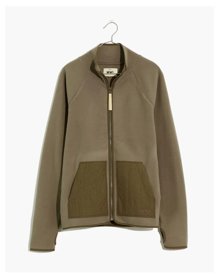 Women MWL Betterfleece Zip Quilted Pocket Jacket Pressed Sage Madewell MWL Athleisure Women MWL Betterfleece Zip Quilted Pocket Jacket Pressed Sage Madewell MWL Athleisure