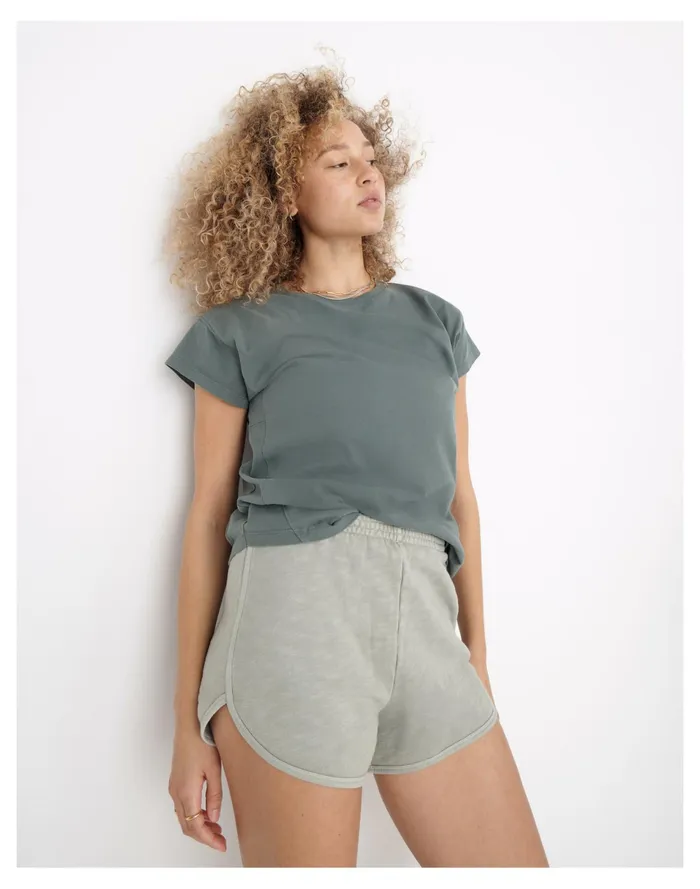 Women MWL Curved Hem Sweatshorts Frosted Willow Madewell MWL Athleisure