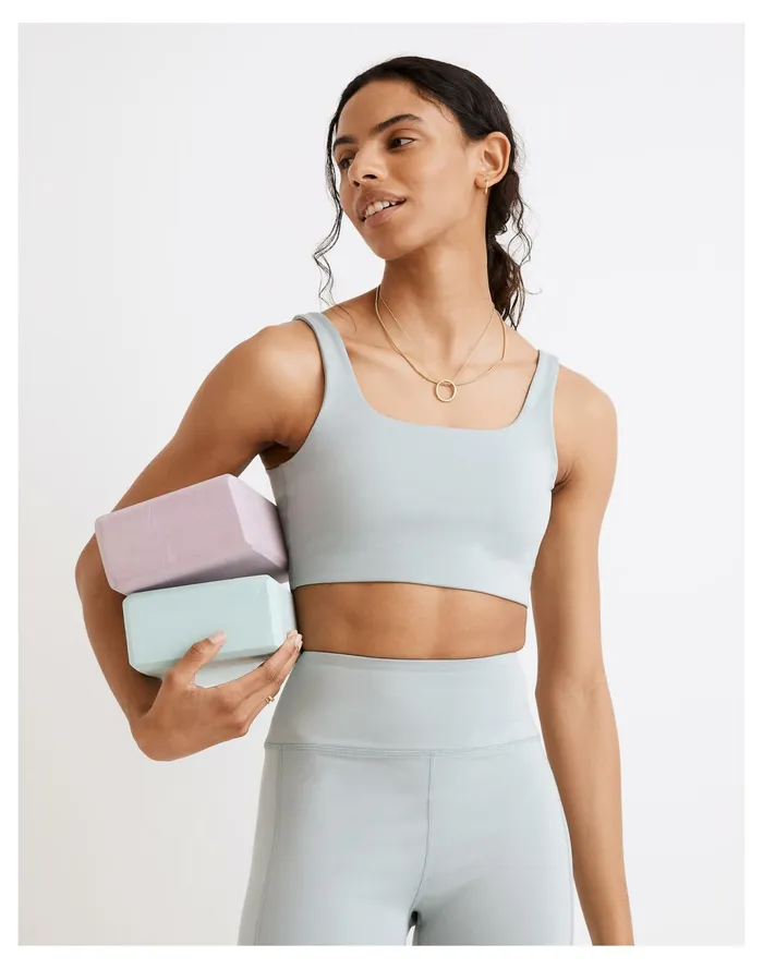 Women MWL Flex Square Neck Sports Bra Blue Horizon Madewell Activewear Women MWL Flex Square Neck Sports Bra Blue Horizon Madewell Activewear