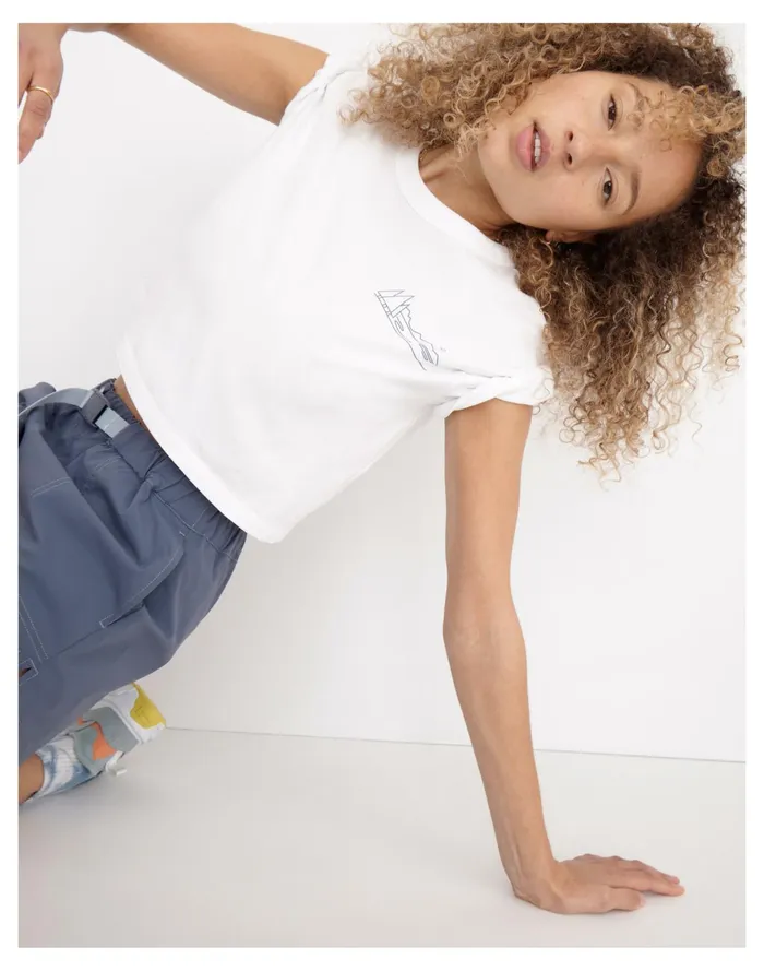 Women MWL Hikerscape Crop Tee Eyelet White Madewell Activewear Women MWL Hikerscape Crop Tee Eyelet White Madewell Activewear