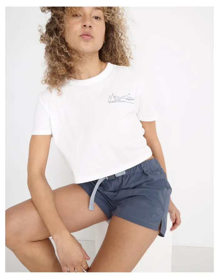 Women MWL Hikerscape Crop Tee Eyelet White Madewell Activewear Women MWL Hikerscape Crop Tee Eyelet White Madewell Activewear