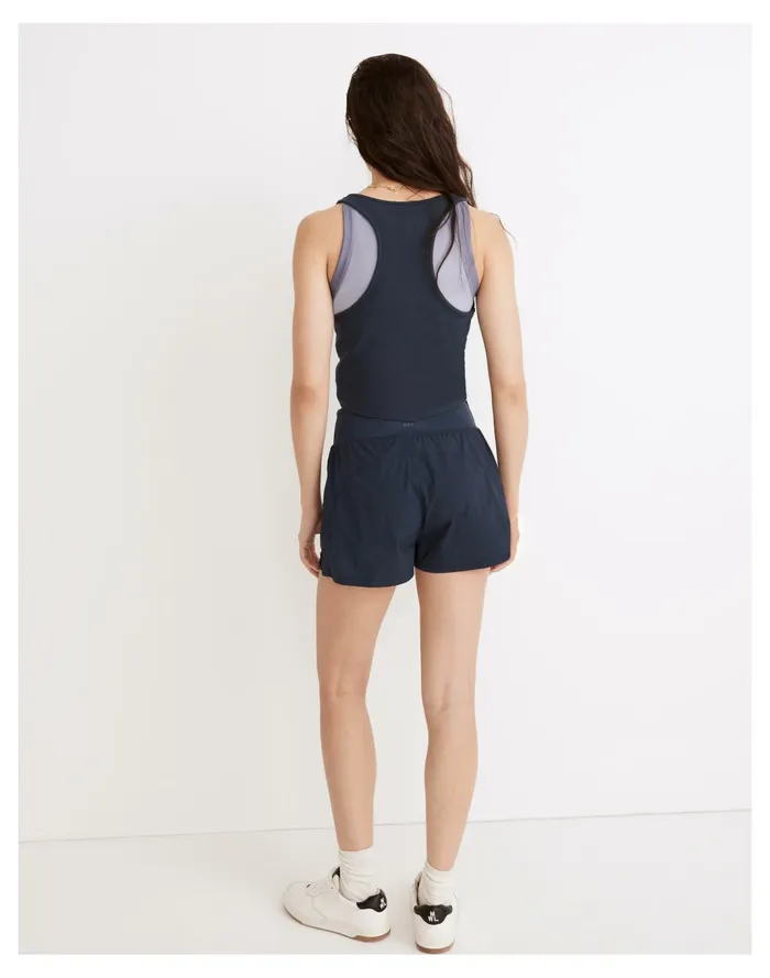 Women MWL Ribbed Split Neck Crop Tank Twilight Madewell Activewear Women MWL Ribbed Split Neck Crop Tank Twilight Madewell Activewear