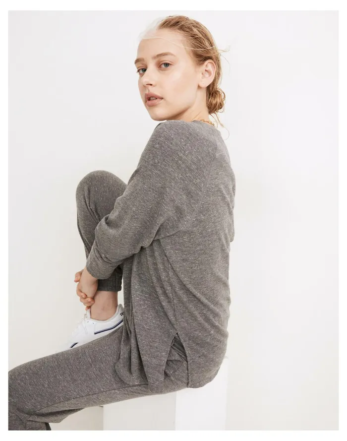 Women MWL Skyterry Baseball Tee Hthr Storm Madewell MWL Athleisure Women MWL Skyterry Baseball Tee Hthr Storm Madewell MWL Athleisure