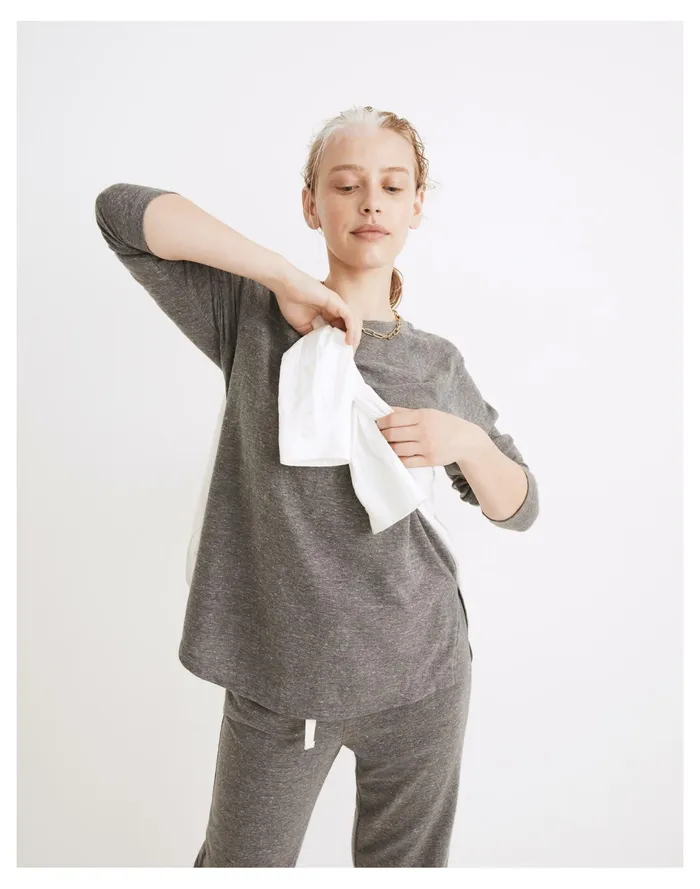 Women MWL Skyterry Baseball Tee Hthr Storm Madewell MWL Athleisure Women MWL Skyterry Baseball Tee Hthr Storm Madewell MWL Athleisure