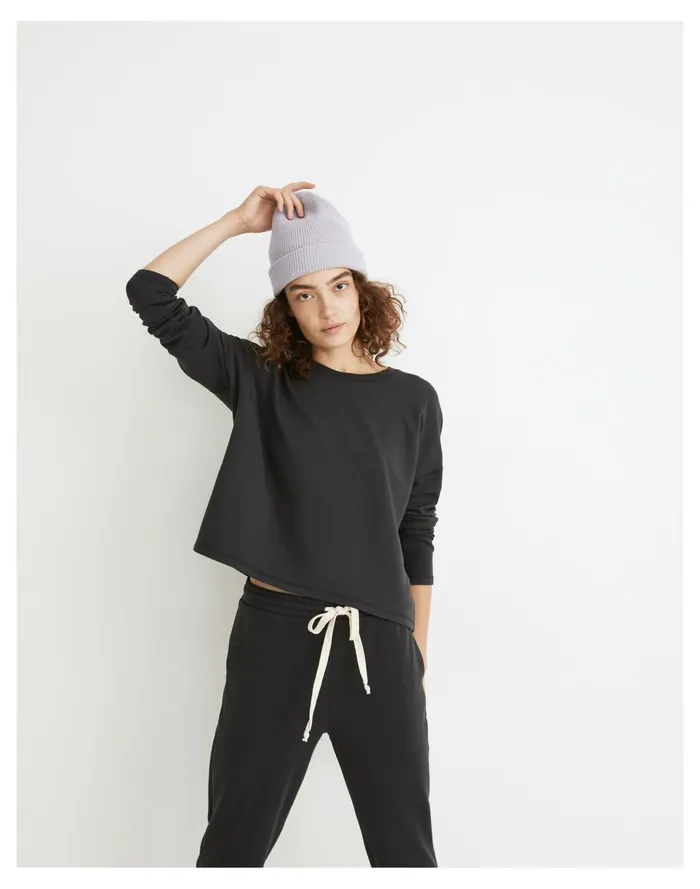 Women MWL Superbrushed Easygoing Sweatshirt Black Coal Madewell MWL Athleisure