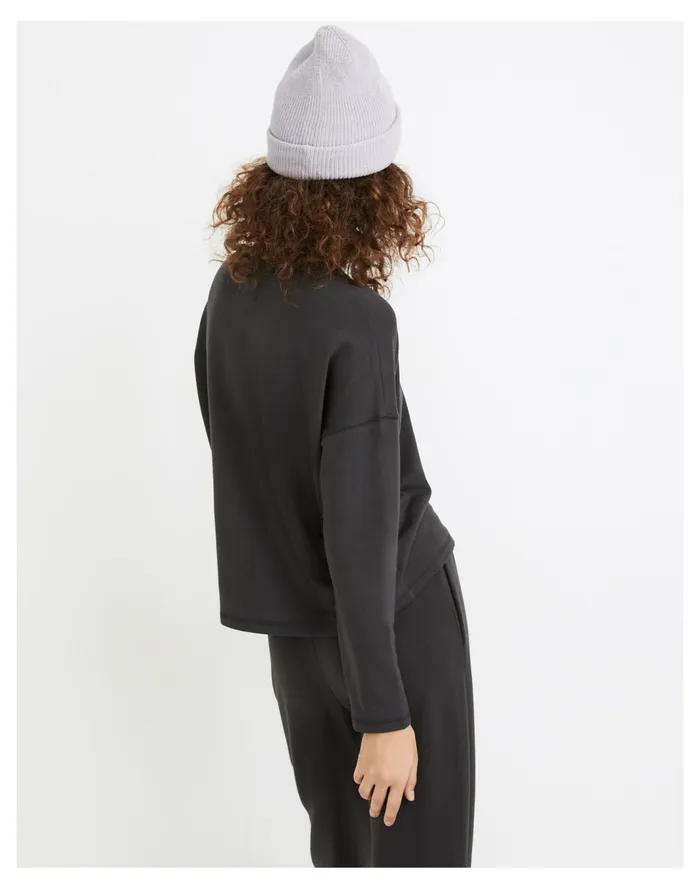 Women MWL Superbrushed Easygoing Sweatshirt Black Coal Madewell MWL Athleisure Women MWL Superbrushed Easygoing Sweatshirt Black Coal Madewell MWL Athleisure