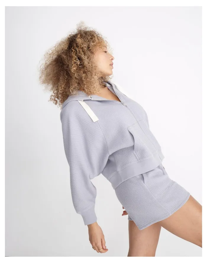 Women MWL Textured Waffle Cocoon Hoodie Sweatshirt Faded Lavender Madewell MWL Athleisure Women MWL Textured Waffle Cocoon Hoodie Sweatshirt Faded Lavender Madewell MWL Athleisure