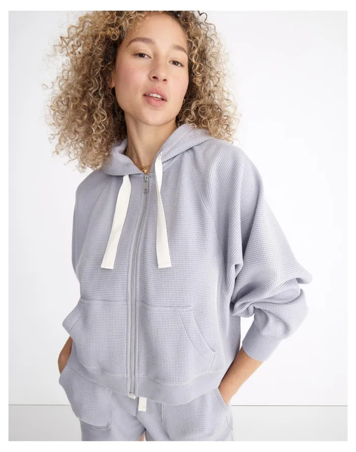 Women MWL Textured Waffle Cocoon Hoodie Sweatshirt Faded Lavender Madewell MWL Athleisure Women MWL Textured Waffle Cocoon Hoodie Sweatshirt Faded Lavender Madewell MWL Athleisure