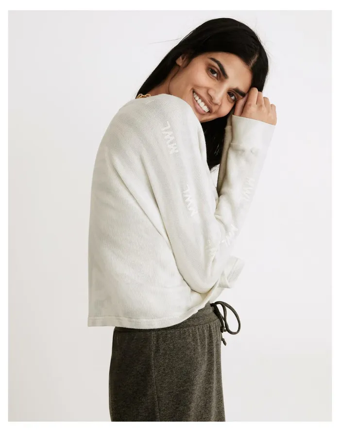 Women MWL Tie Dye Crop Sweatshirt Tee Morning Mist Madewell MWL Athleisure Women MWL Tie Dye Crop Sweatshirt Tee Morning Mist Madewell MWL Athleisure