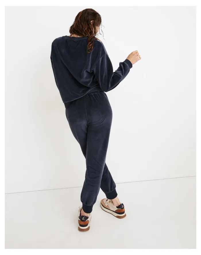 Women MWL Velour Crewneck Sweatshirt Dark Baltic Madewell MWL Athleisure Women MWL Velour Crewneck Sweatshirt Dark Baltic Madewell MWL Athleisure