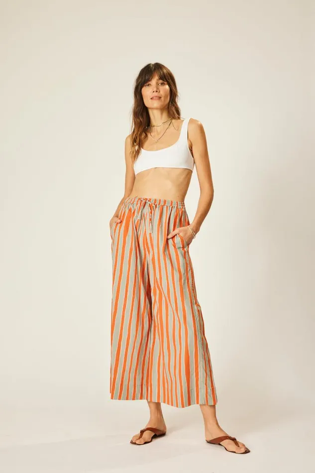 Women Natalie Martin Bottoms Lauren Pant Batik Stripe Sage