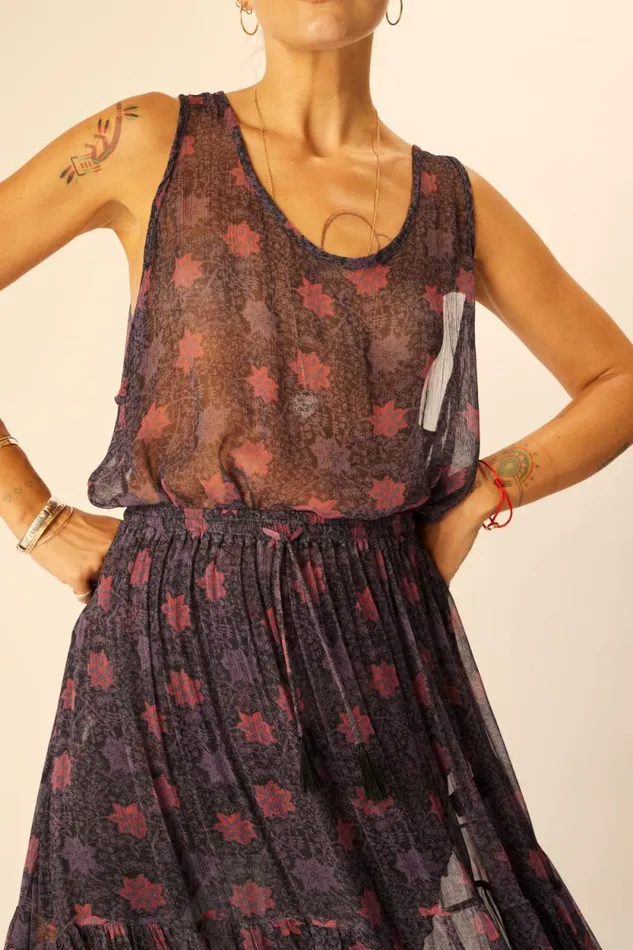 Women Natalie Martin Bottoms Sierra Skirt Chiffon Snowflake Aubergine