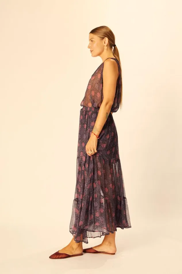 Women Natalie Martin Bottoms Sierra Skirt Chiffon Snowflake Aubergine