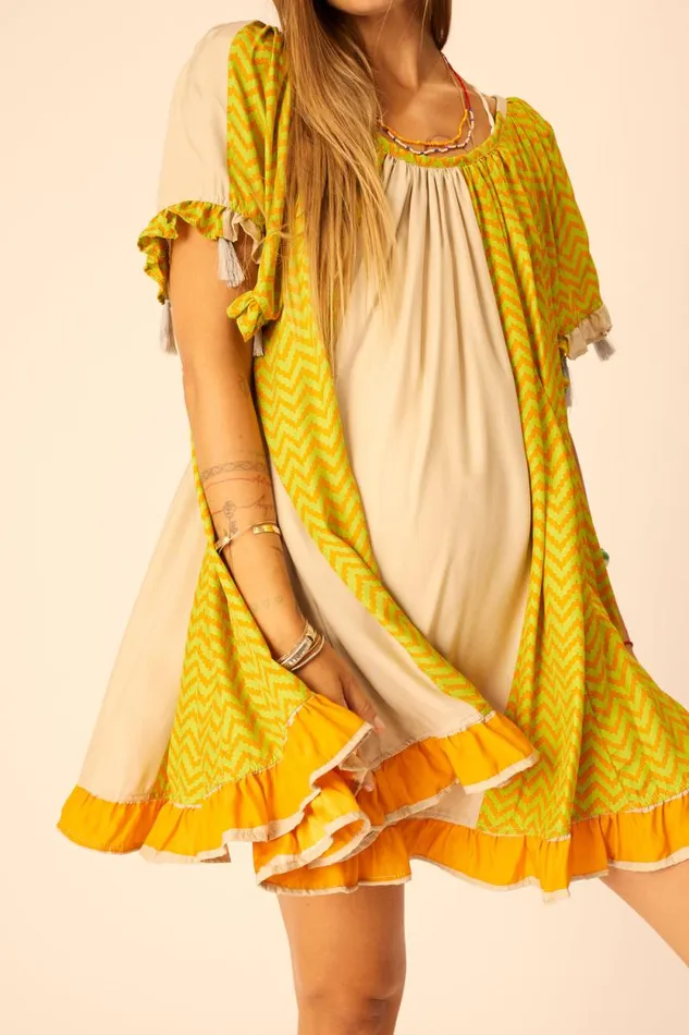 Women Natalie Martin Coverups Marina Dress Block Zigzag Tangerine