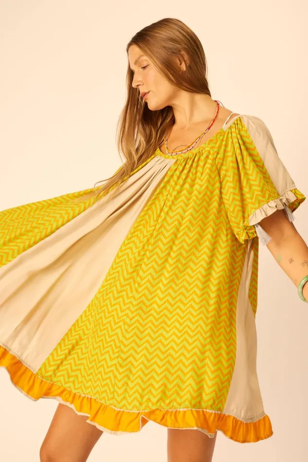 Women Natalie Martin Coverups Marina Dress Block Zigzag Tangerine