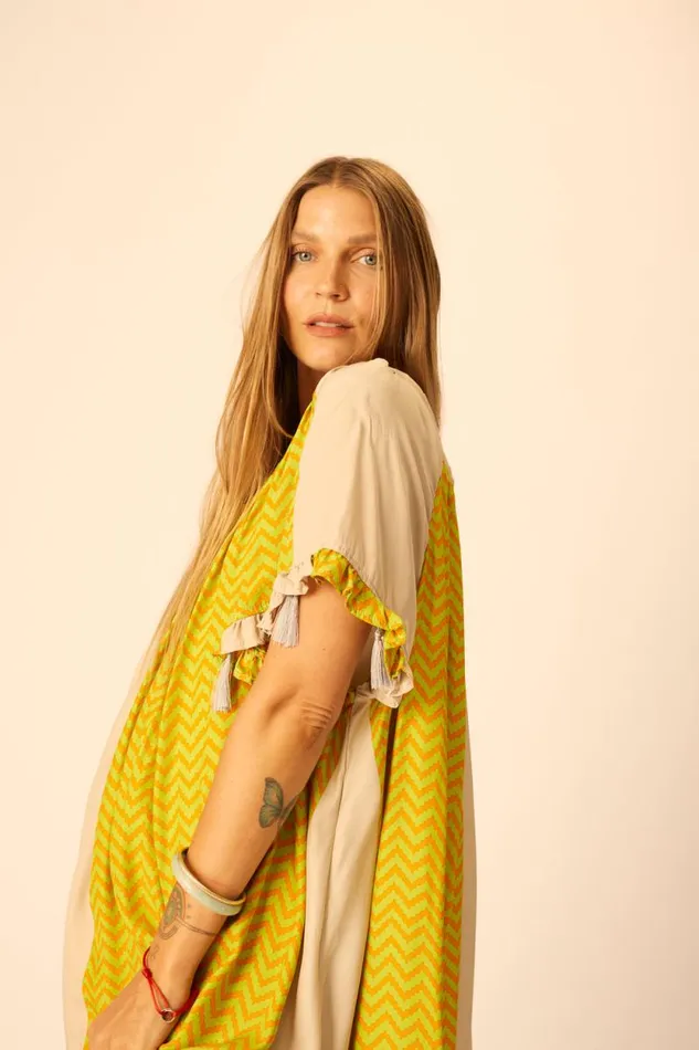 Women Natalie Martin Coverups Marina Dress Block Zigzag Tangerine
