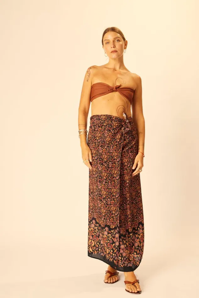 Women Natalie Martin Coverups SarongScarf Petite Fleur Noire