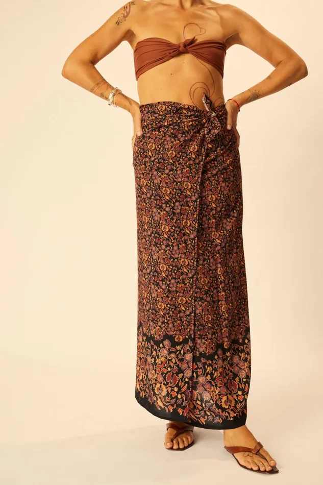 Women Natalie Martin Coverups SarongScarf Petite Fleur Noire
