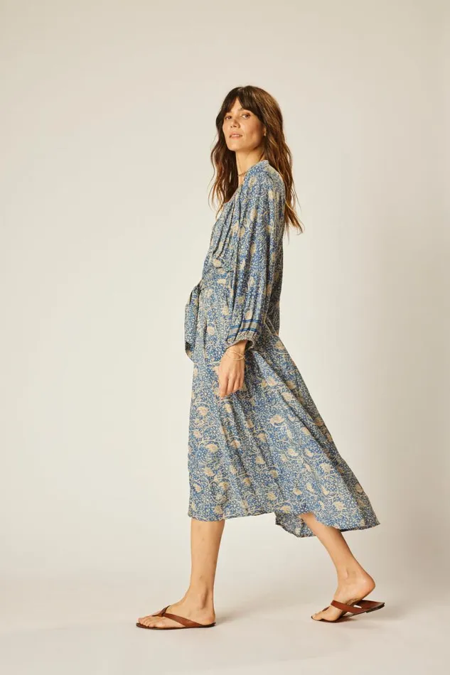 Women Natalie Martin Dresses Alex Midi With Sash Water Lily Blue