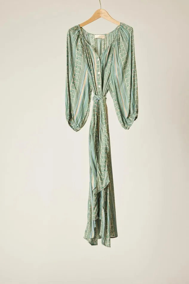 Women Natalie Martin Dresses Alex Midi With Sash Water Lily Blue