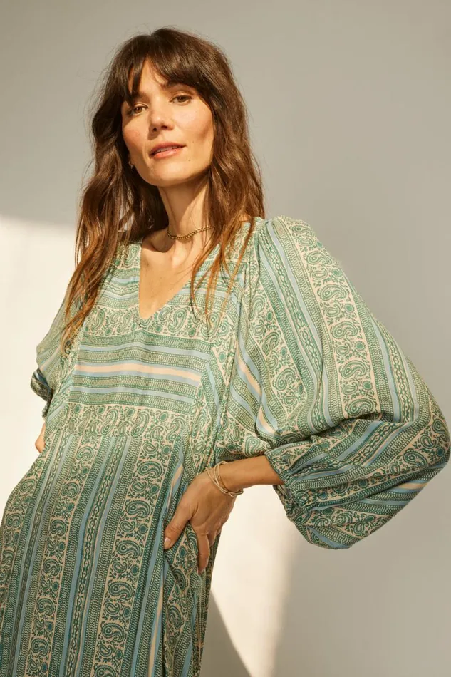 Women Natalie Martin Dresses Alice Dress Paisley Stripe Pool